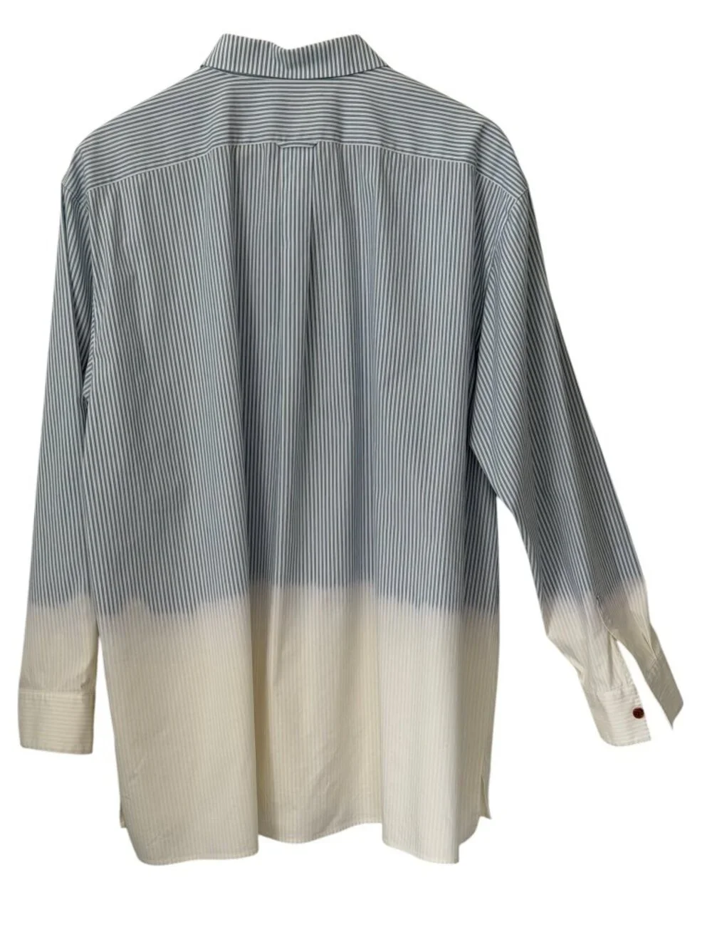 Lafayette 148 Everson Ombre Dip Dye Striped Button Up Long Sleeve Blue White XL